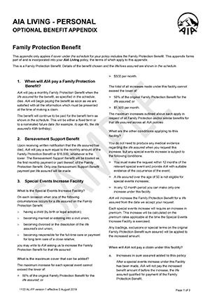 Family Protection Policy Wording